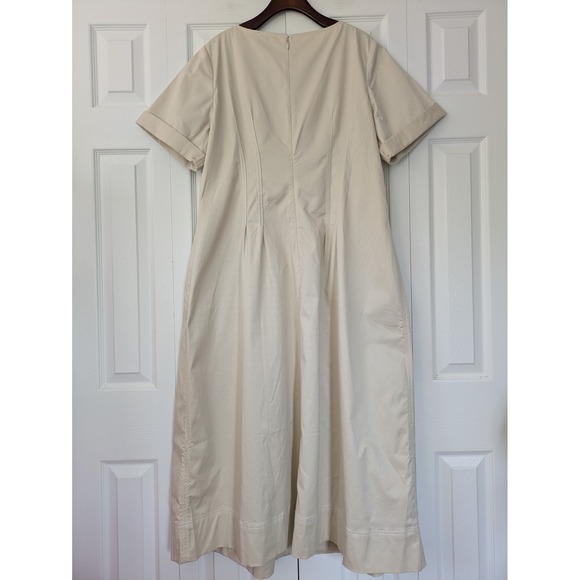 J. Crew Short Sleeve Pintuck Midi Dress Stretch Twill Sz 18 Beige NWT $178 CI663 - Picture 3 of 6